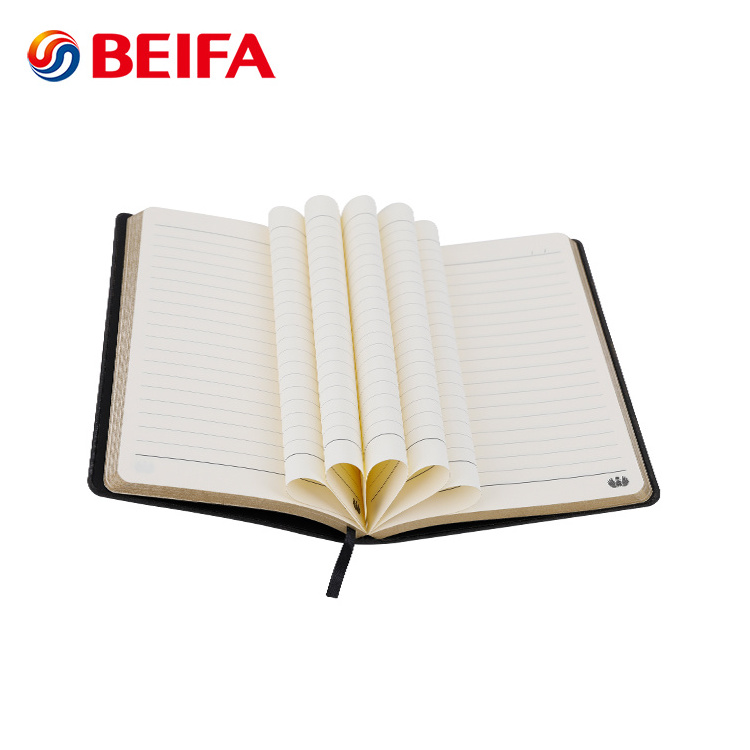 Beifa BBRN905 Office Meeting Use Business Planner Lined Notebook Black A5 Soft PU Leather Paper Notebook