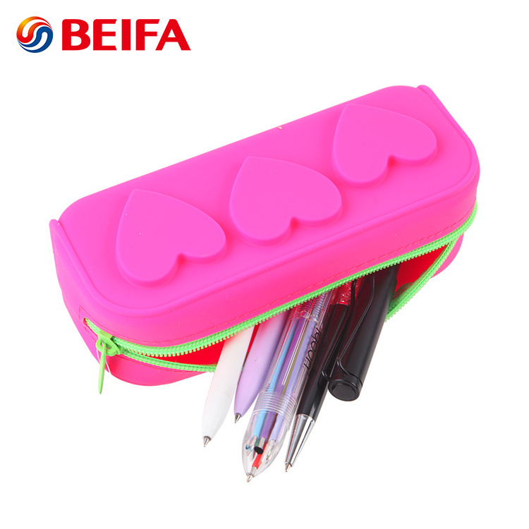 Beifa Brand PB0071 Creative Design Stationery School Silicone Pencil Case With Heart Shape