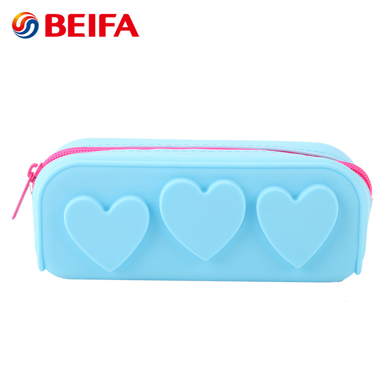 Beifa Brand PB0071 Creative Design Stationery School Silicone Pencil Case With Heart Shape