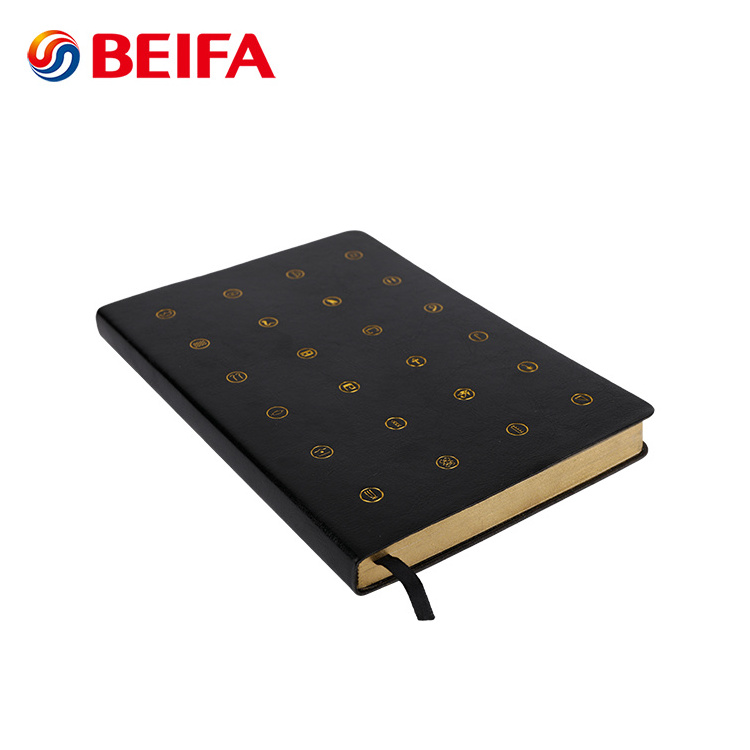 Beifa BBRN905 Office Meeting Use Business Planner Lined Notebook Black A5 Soft PU Leather Paper Notebook