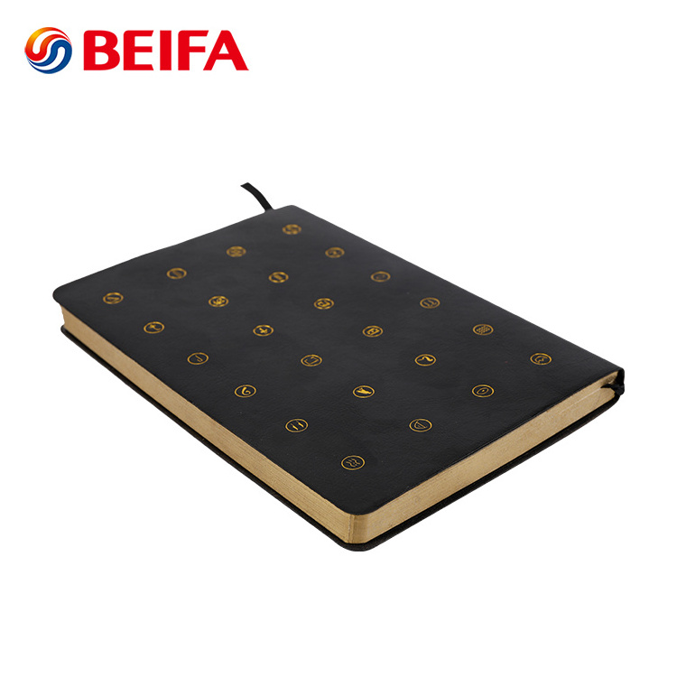 Beifa BBRN905 Office Meeting Use Business Planner Lined Notebook Black A5 Soft PU Leather Paper Notebook