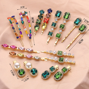 Fashion Colorful Crystal Hair Pins Barrettes  Gold Vintage Hair Clip Decorative Rhinestone Bobby Pins for Women Hair Accessories Accesorios Mujer