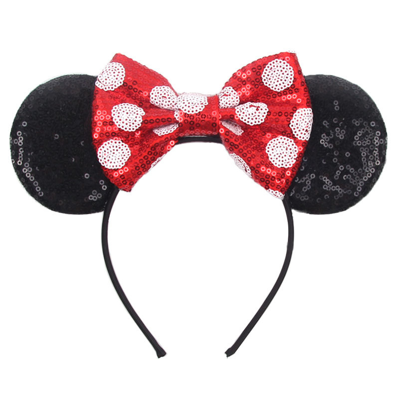 Factory Directly Selling Mickey Ear Hairbands with Sequins Kids Hair Accessories Festival Headbands Free Sample High Quality