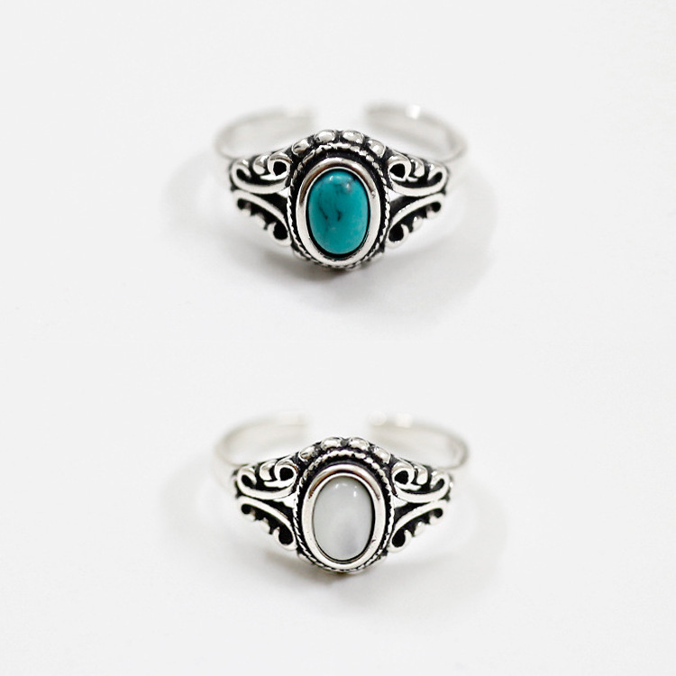 Turkish turquoise gemstone rings for women, custom made silver rings