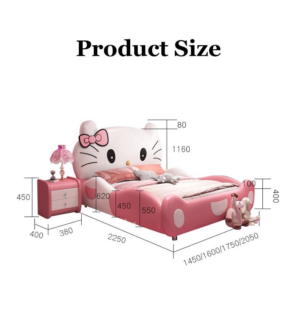 Cute creative cartoon cat design pink princess bed kids furniture wooden beds for kids furniture bed