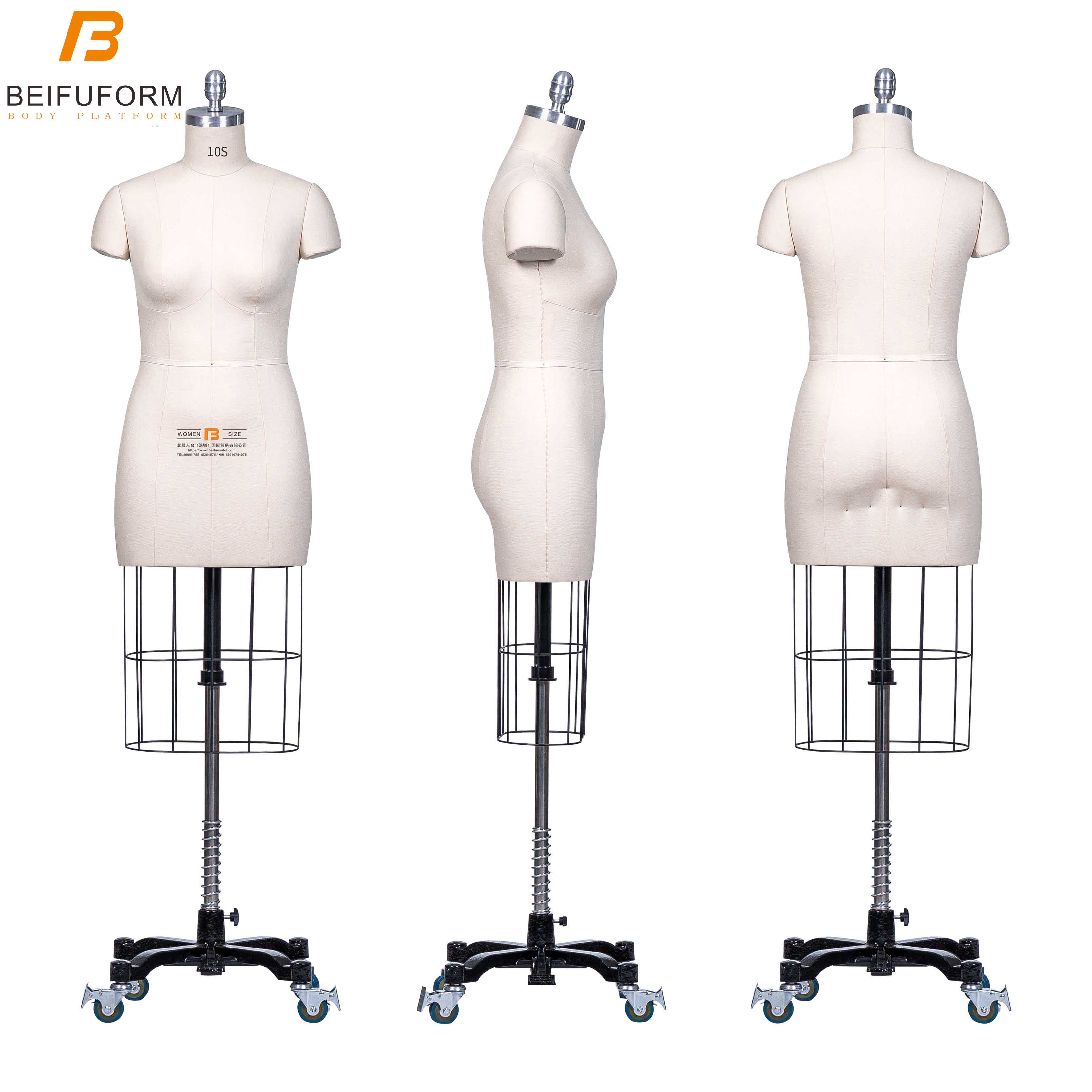 Beifuform  high quality US Missy size 10S Half body dress form mannequin for draping female body manikin for clothing model