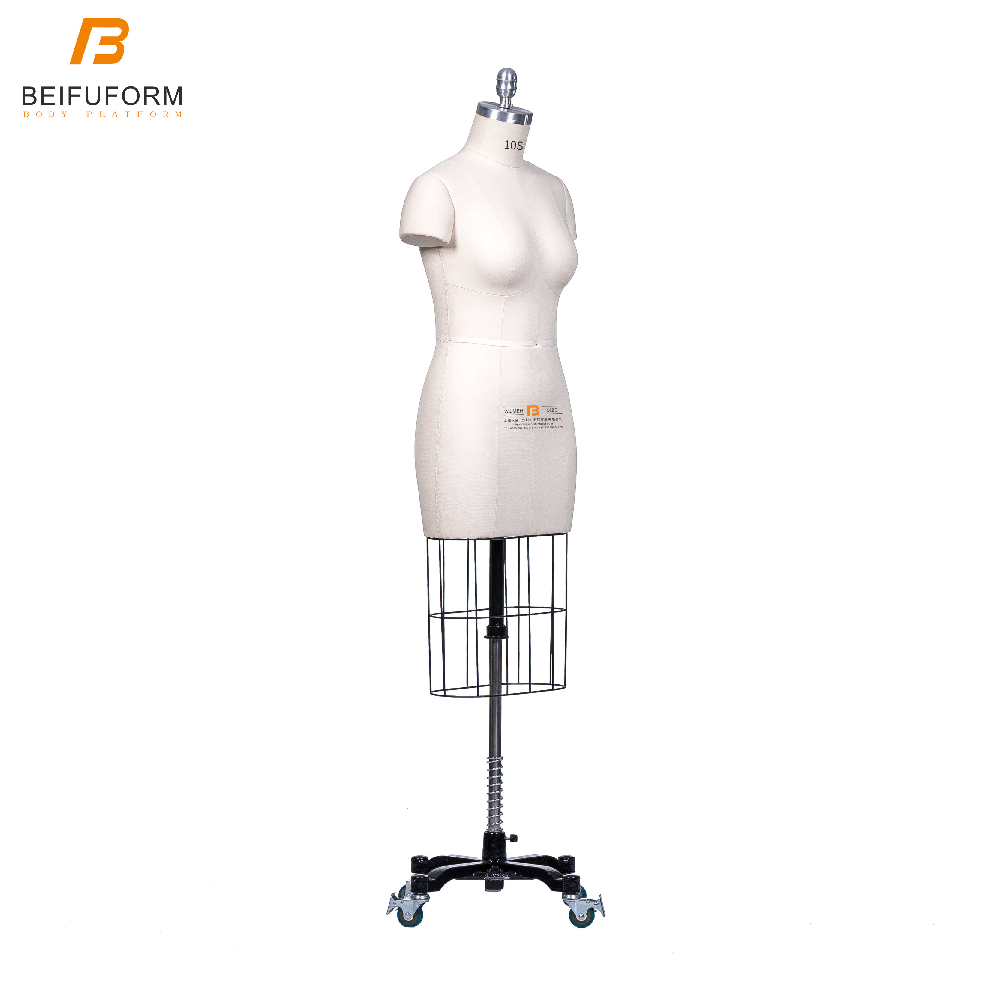 Beifuform  high quality US Missy size 10S Half body dress form mannequin for draping female body manikin for clothing model