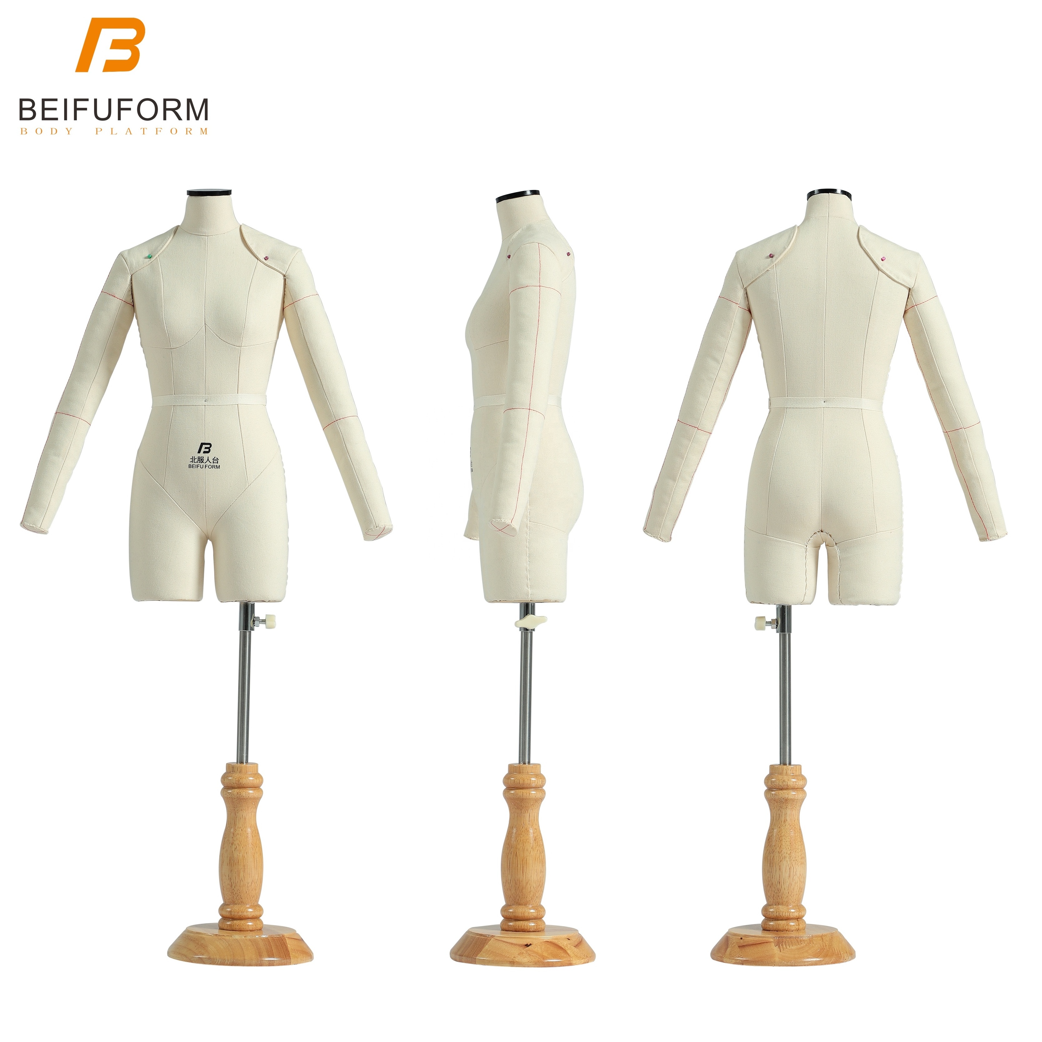 Beifuform CN female mini mannequin size 1/2 women half scale dress form with cotton soft long sleeves dressmaker dummy draping