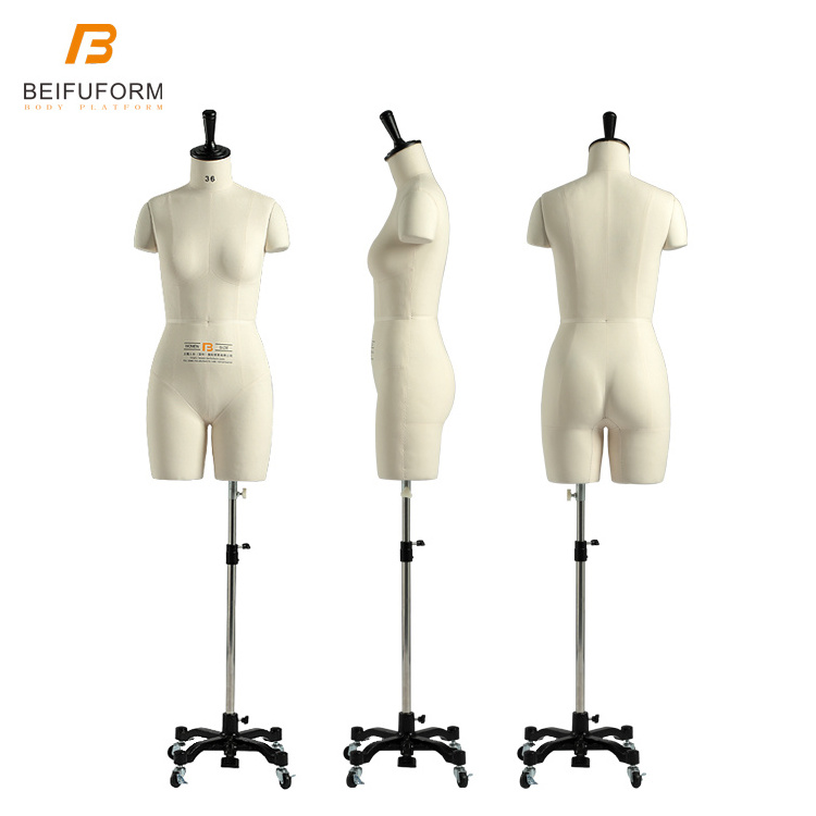 Beifuform high quality women full torso mannequin fiberglass dummy half-body professional dress form for dressmaker tailoring