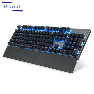 Rechargeable 104keys Anti-ghosting Luminous Blue Switch LED Backlit 2.4G wireless Gaming Mechanical Keyboard