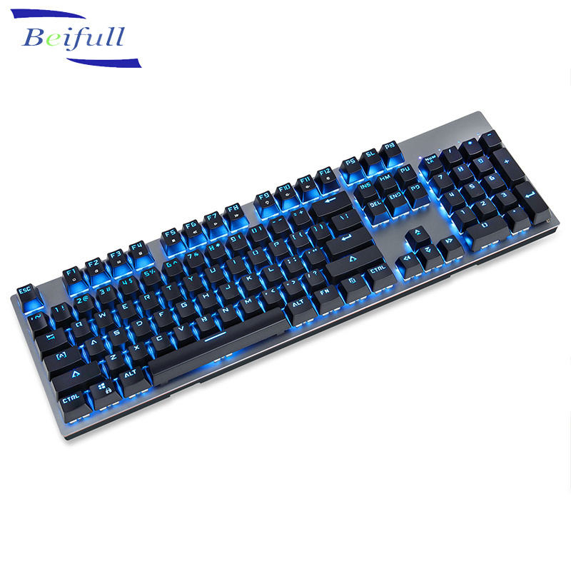 Rechargeable 104keys Anti-ghosting Luminous Blue Switch LED Backlit 2.4G wireless Gaming Mechanical Keyboard