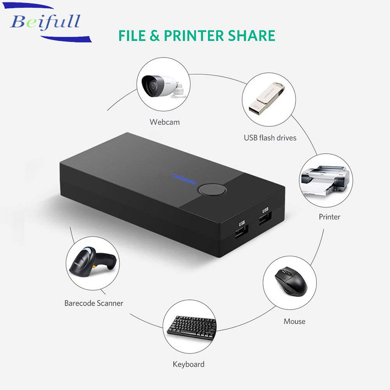 2 Port USB KVM Switch Box VGA Video Sharing Adapter 2 in 1 Out Manual Switcher with USB Cables for Computer