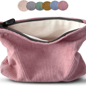 Wholesale Cheap Vintage Corduroy Makeup Cosmetic Bag Cosmetic Pouch, Make Up Travel Purse Organizer Bag