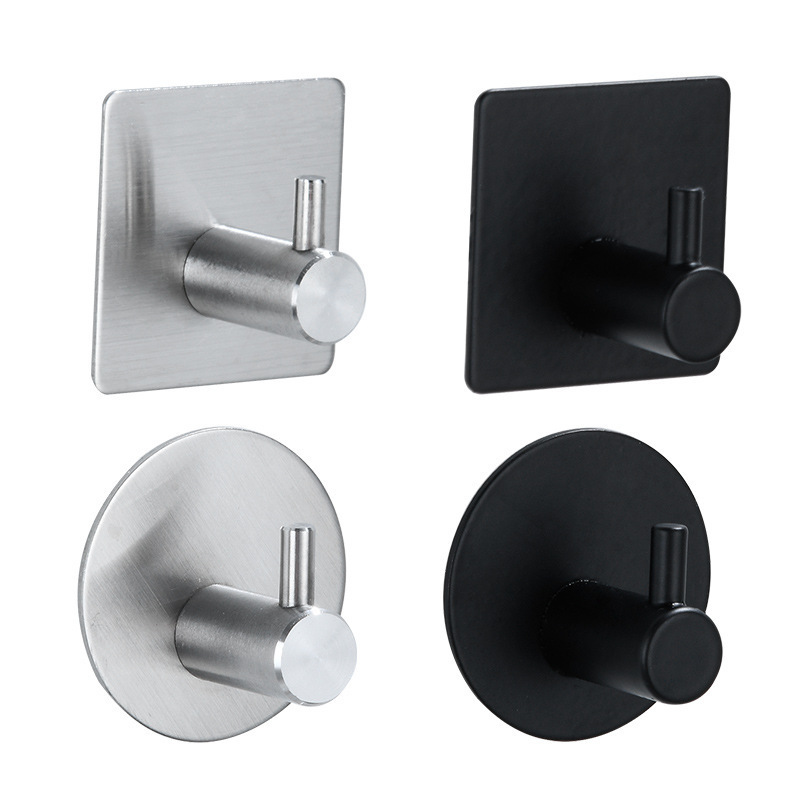 Hot Selling Waterproof Stainless Steel Towel Door Hanger Metal Self Adhesive Wall  Hooks