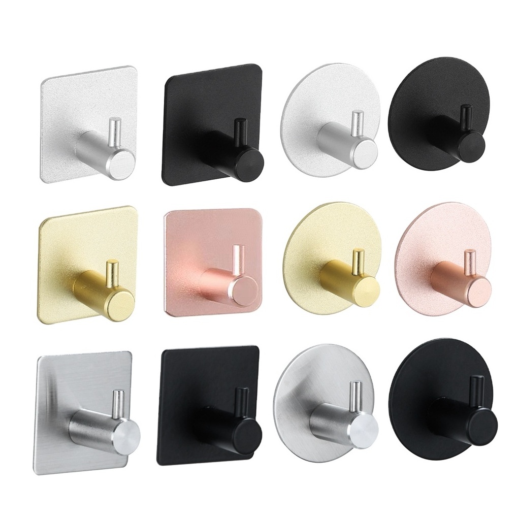 Hot Selling Waterproof Stainless Steel Towel Door Hanger Metal Self Adhesive Wall  Hooks