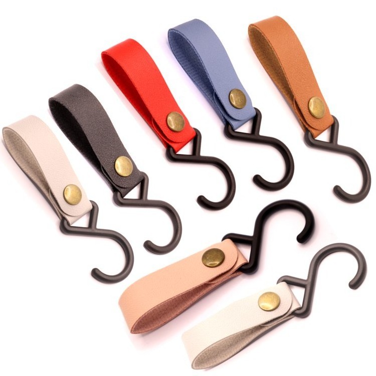 Ready Stock Leather Camping Hanger Hooks Kitchen Cooking PU Leather hanging Hook For Outdoor