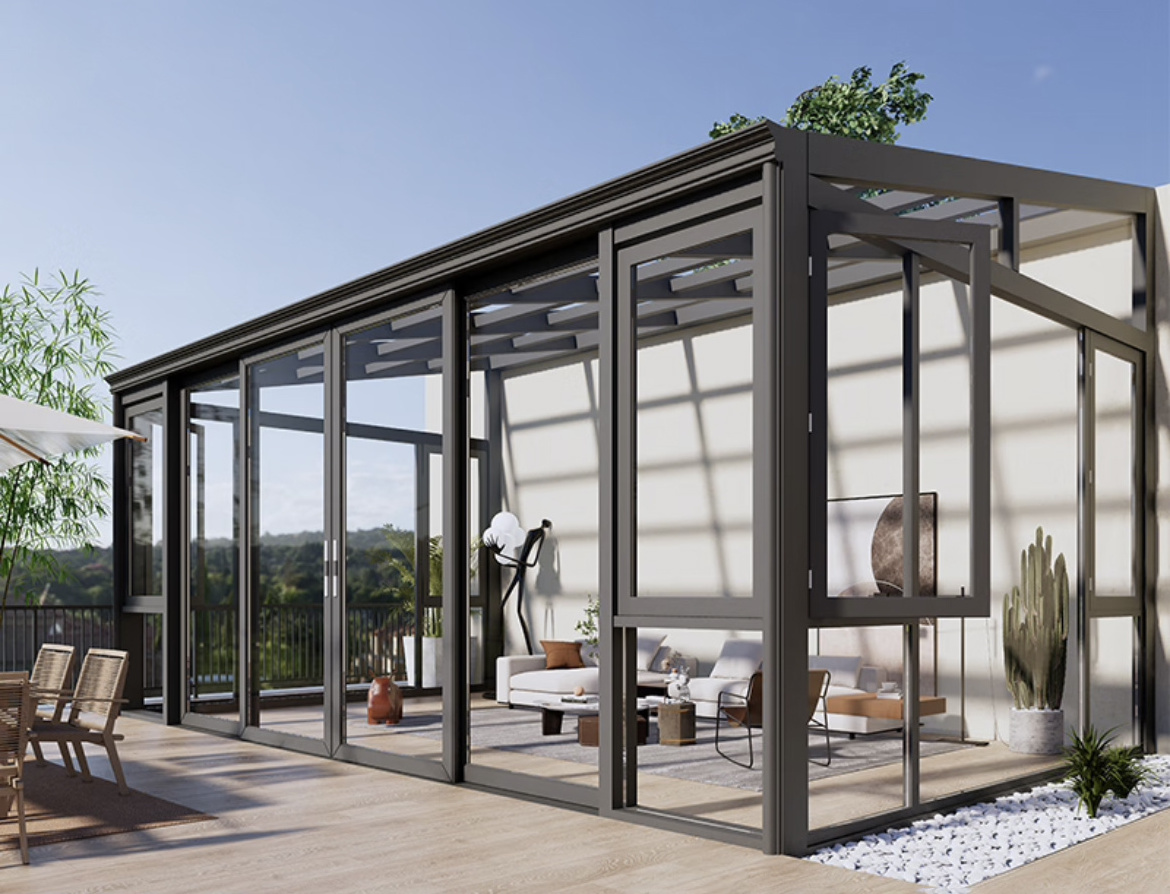 Aluminium Conservatory Insulated Glass Veranda Sunrooms Roof Panels Free Standing Sunroom