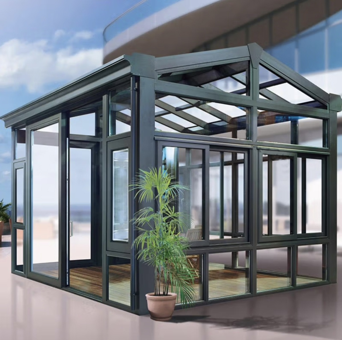 High Quality Free Standing Villa House Glass Sunrooms Glass Houses Aluminum Sunroom