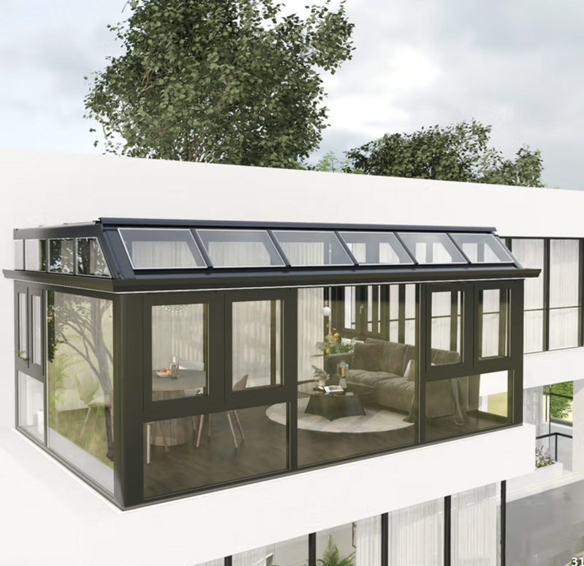 Aluminium Conservatory Insulated Glass Veranda Sunrooms Roof Panels Free Standing Sunroom