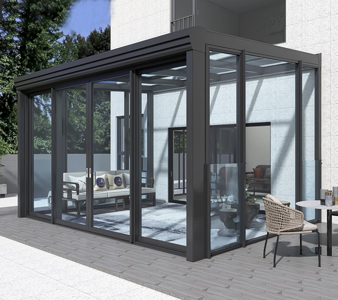 Modern Prefabricated House Summer Outdoor Garden Glass Houses Free Standing Sunroom