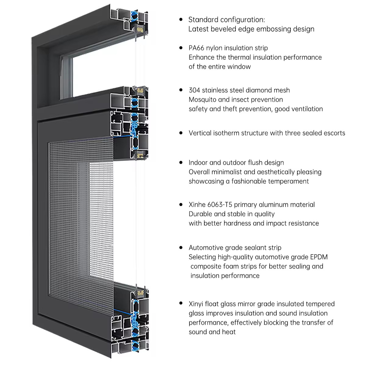 Hot sale six track sliding windows 8 wheel design house shutter Thermal Break Aluminum Frame Double glazed Glass Sliding windows