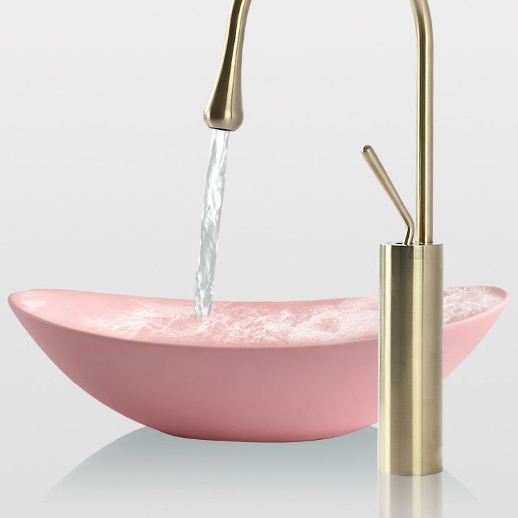 Small Size Wash Basin Pink Bathroom Sink Washroom Water Basin Ceramic Countertop Sinks