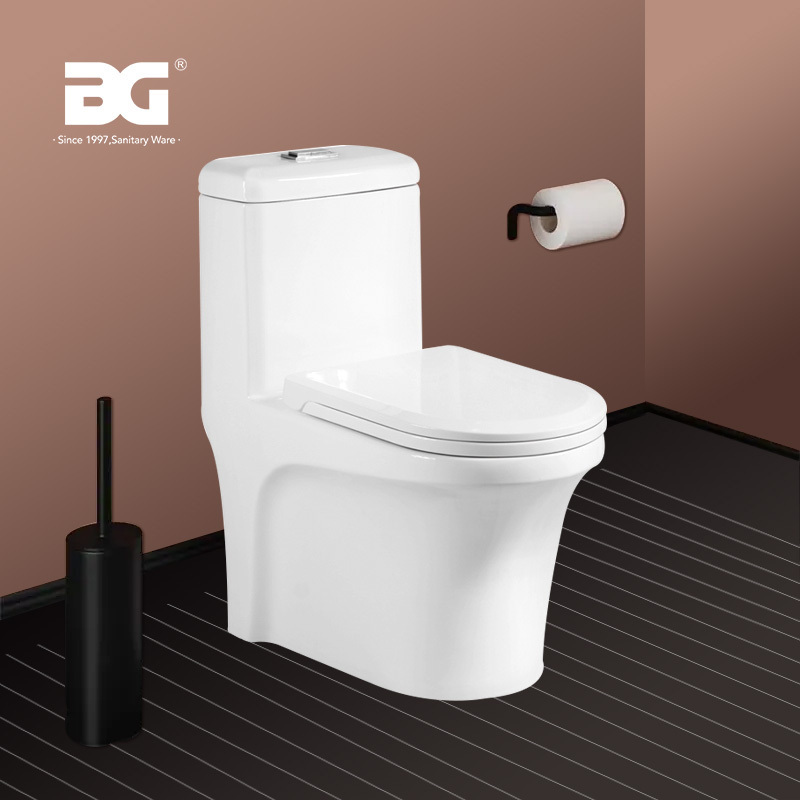 European White S-trap One Piece Toilet Closestool Single Flush Bidet Ceramic Water Tank Toilet