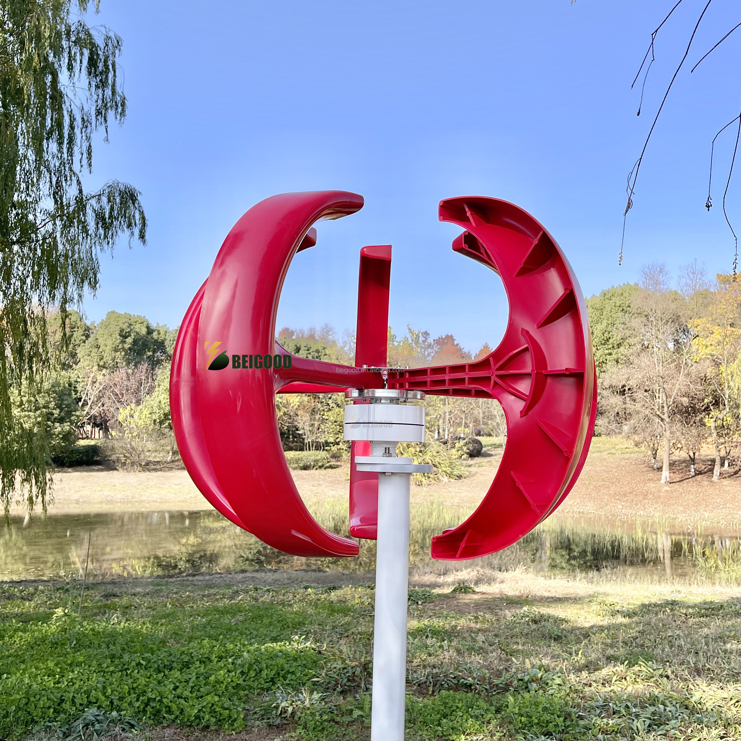 sale price wind turbine CE certificated 1000W 12V 24V Red white Vertical Axis Wind Turbine Generator For street light