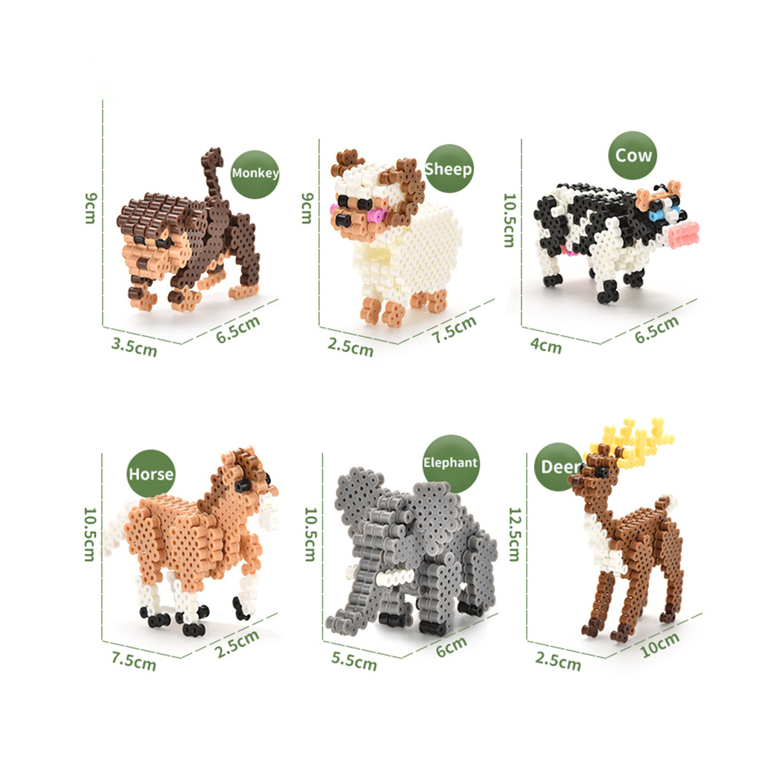 Popular Educational Kids Plastic Toys 3D Animal Theme Assembly Toys 5mm Perler Hama Fuse Beads For Children