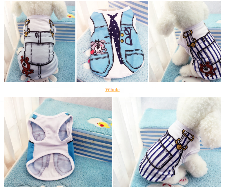 Wholesale Apparel Accessories Spring Teddy Breathable Mesh Print Strap Pet Cat Dog Clothes Summer Vest