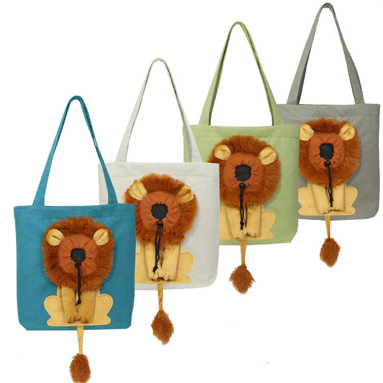 Wholesale Lion Shaped Pet Shoulder Canvas Bag Portable Sling Cat Carrier Bag