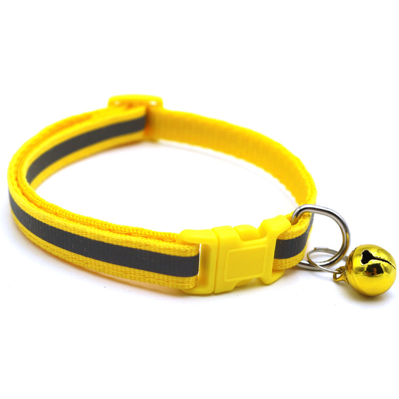 2021 Factory Wholesale Multi Color Adjustable Nylon Reflective Rope With Bell Pet cat Chain Lead Dog Collars