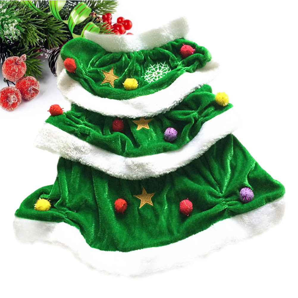 Factory Direct Comfortable Warm Pet Winter Clothes  Puppy Hoodie Dress For Party Christmas Tree Shaped Softy Dog Costume