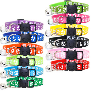 Hot Sale Pet Accessories Adjustable Cartoon Kitten Strap Dog Cat Paw Printing Multi-colors Pet Collar