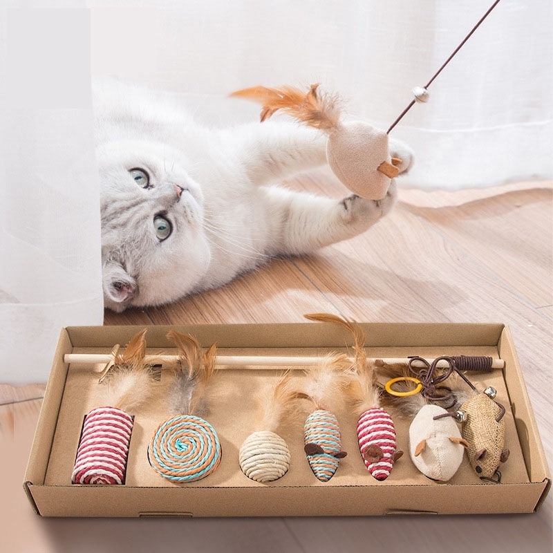 Hot selling Interactive Cat Toy Set 7 pcs Mouse Toy Gift Box For Best Cat Toy Ever