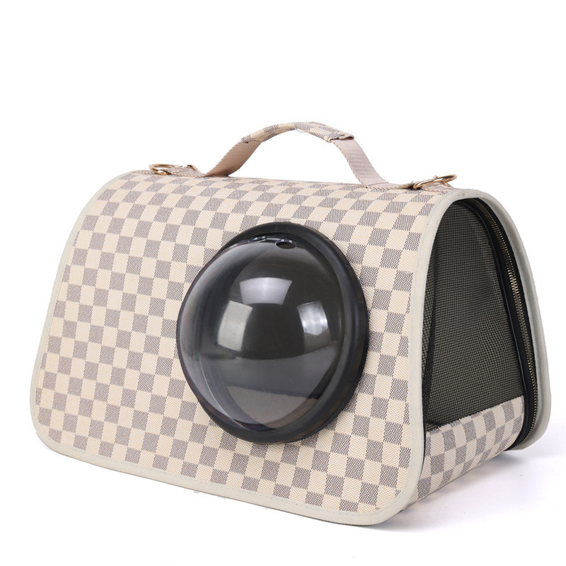 High Quality  Luxury Portable Leather Dog Carrier Bag Designer Brand  Pet Carrying Handbag with Pocket