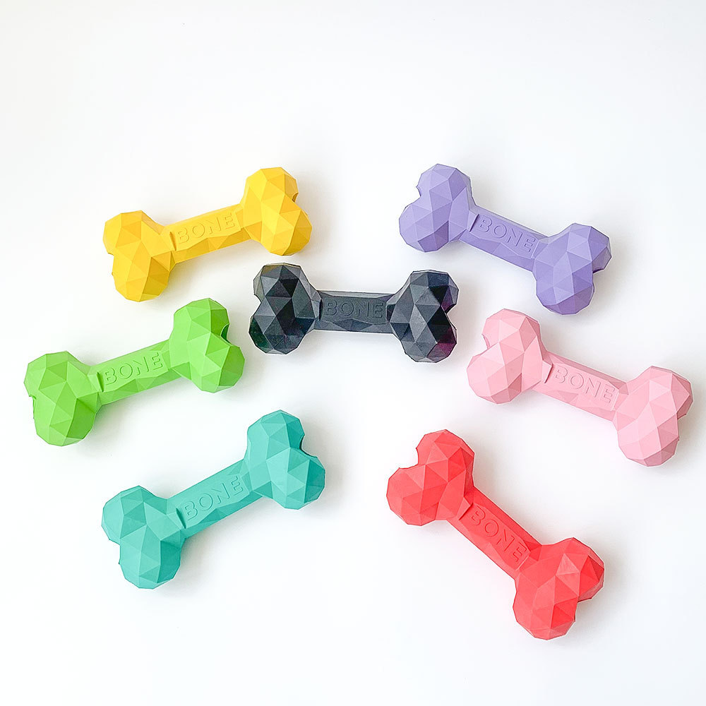 2023 Top Sale Natural Rubber Pet Treat Toy Interactive  Bone Shape Dog Toy