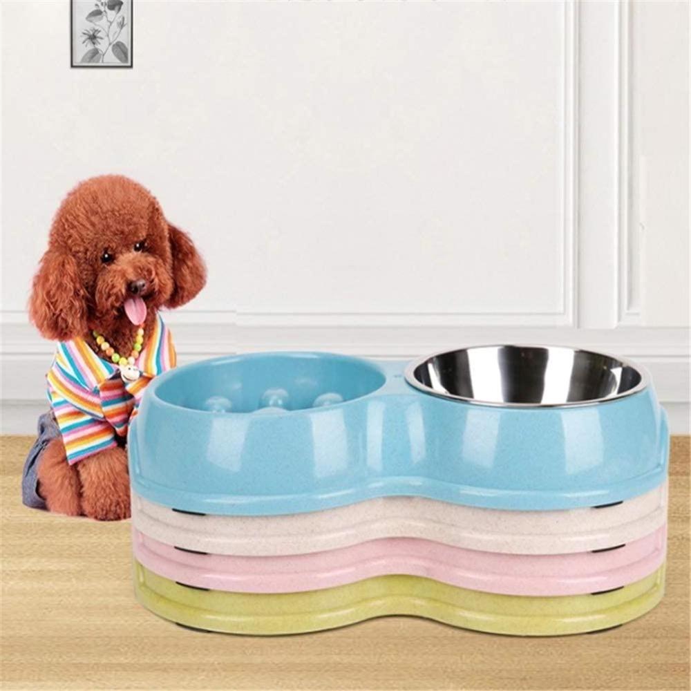 Wholesale Custom Double Pet Dog Slow Feeder Bowl Stainless Steel Puppy Food and Water Feeder for Dog Cats