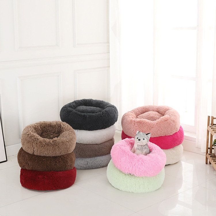 Manufacturer Wholesale Round Comfortable Mats  Ultra Soft Calming Pet Sofa Self Warming Indoor Sleeping Nest Cat Dog Bed