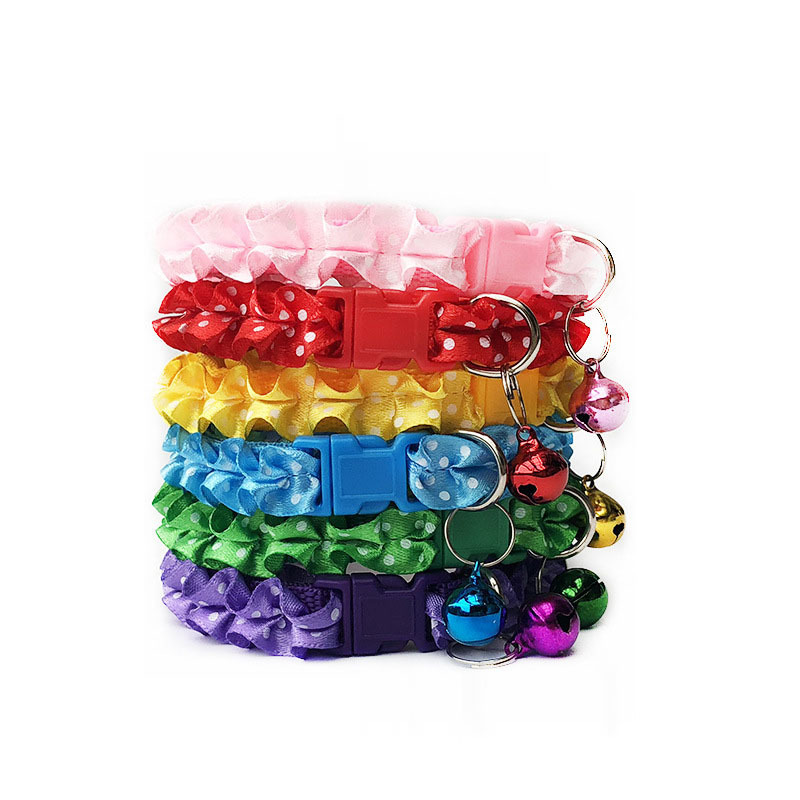 Manufacturer Pet Supplies  Adjustable Nylon Kitten  Chain Multi-colors Bell Lace Cat Buckle Collar