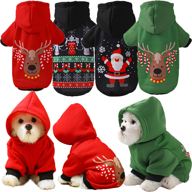 2023 Top Sale Printed Christmas Pet Clothes Warm Comfortable  Dog Hoodie