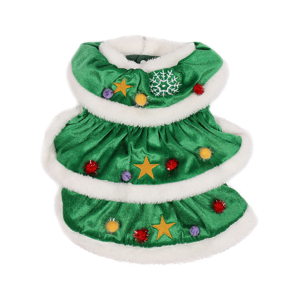 Factory Direct Comfortable Warm Pet Winter Clothes  Puppy Hoodie Dress For Party Christmas Tree Shaped Softy Dog Costume