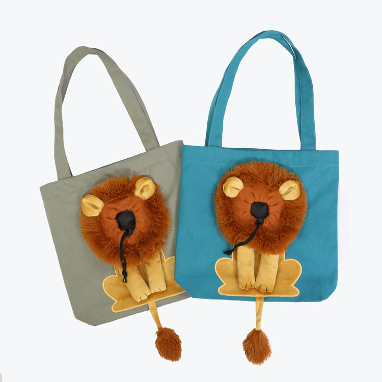 Wholesale Lion Shaped Pet Shoulder Canvas Bag Portable Sling Cat Carrier Bag