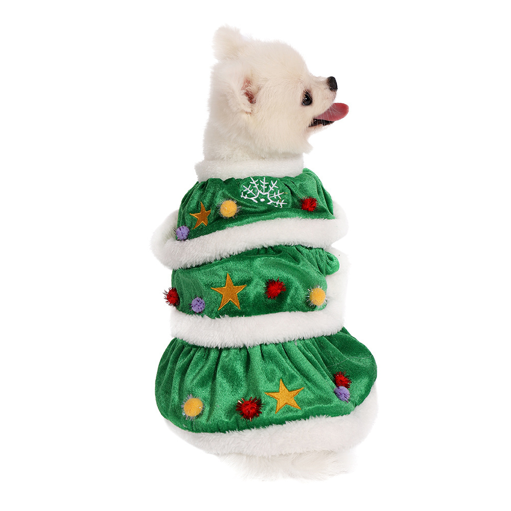 Factory Direct Comfortable Warm Pet Winter Clothes  Puppy Hoodie Dress For Party Christmas Tree Shaped Softy Dog Costume