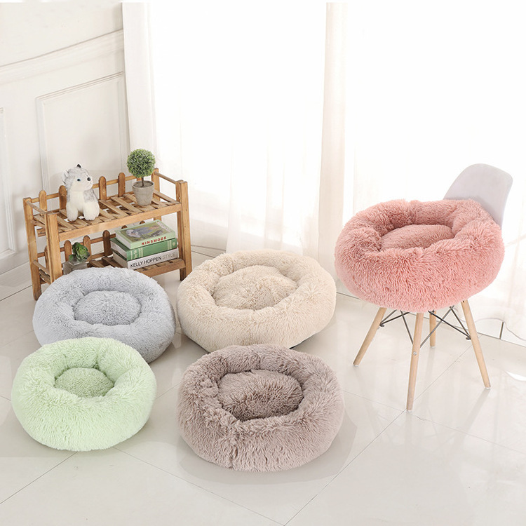 Manufacturer Wholesale Round Comfortable Mats  Ultra Soft Calming Pet Sofa Self Warming Indoor Sleeping Nest Cat Dog Bed