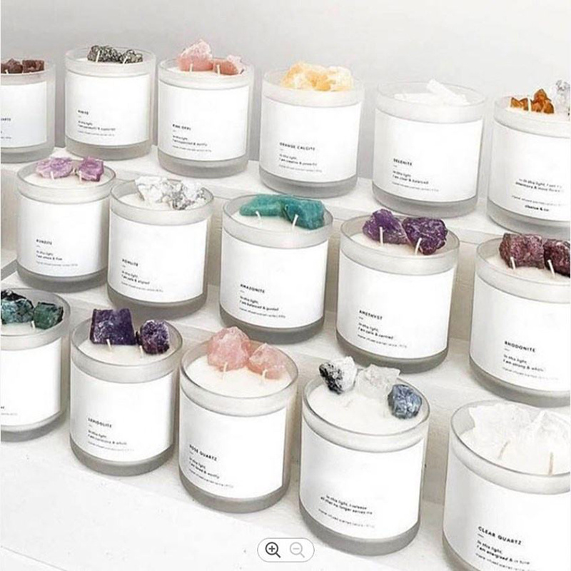 Manufacturer Private Label Luxury Scented Candles Rose Flower Shapes Custom Chakra Crystals Scented Glass Jar Candle Religious