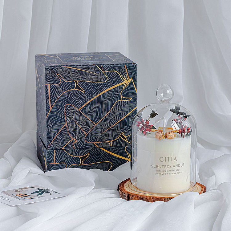 Private Label Luxury Gift Box Set Soy Wax Scented Candles-Aroma Rose Cylinder Flower Religion Father's Day Print Available Bulk