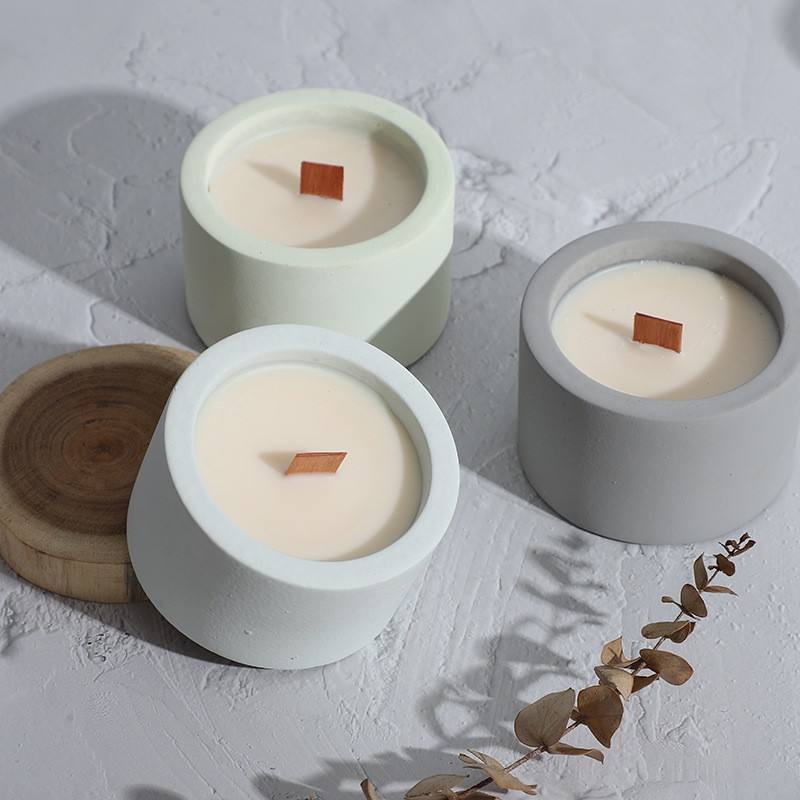 Custom Hot Selling Luxury Gypsum Ceramic Scented Soy Wax Candle With Wood Wick