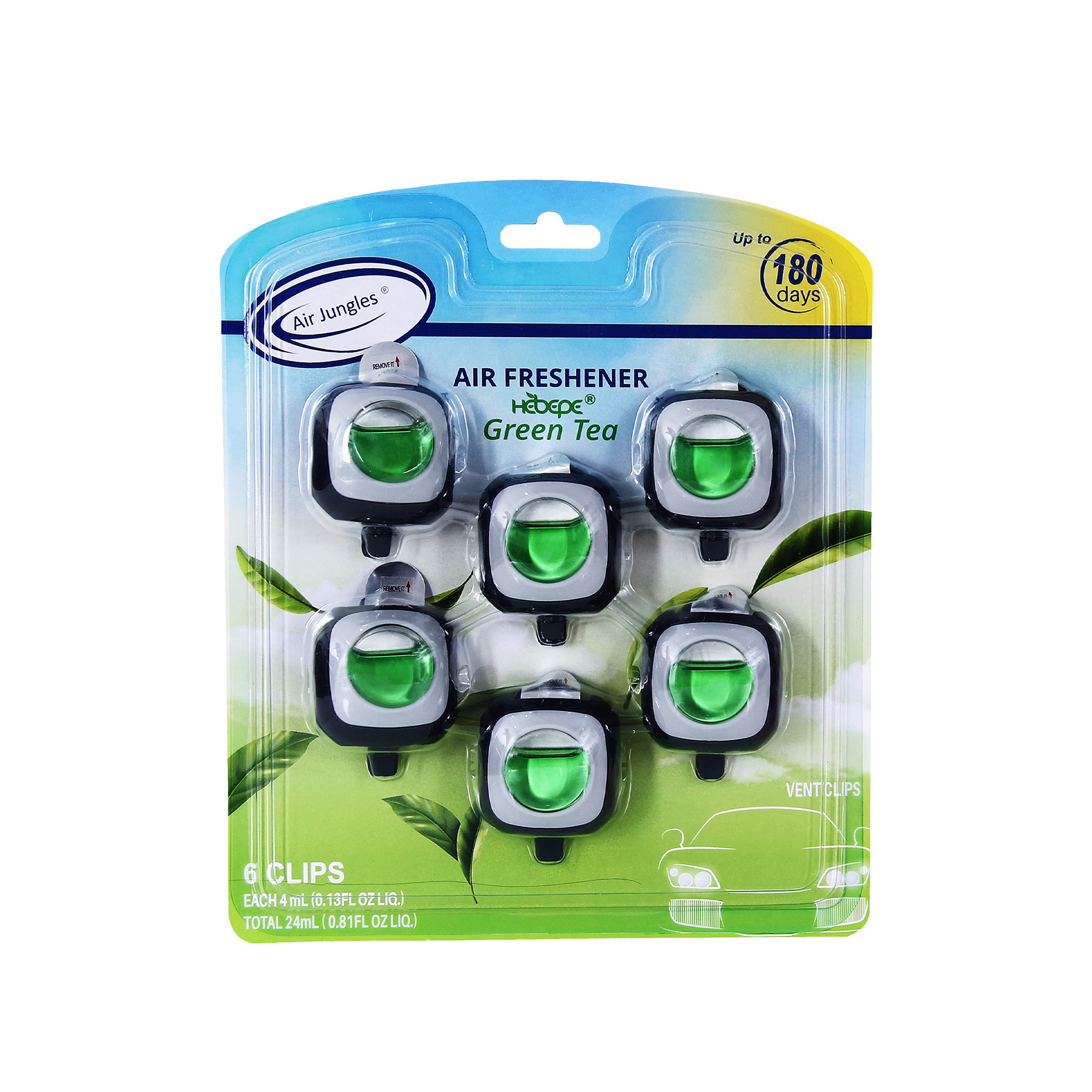 New Car Scent Air Freshener 6 Vent Clips Each 4ml Long Lasting Up to 180 Days Car Refresher Odor Eliminator