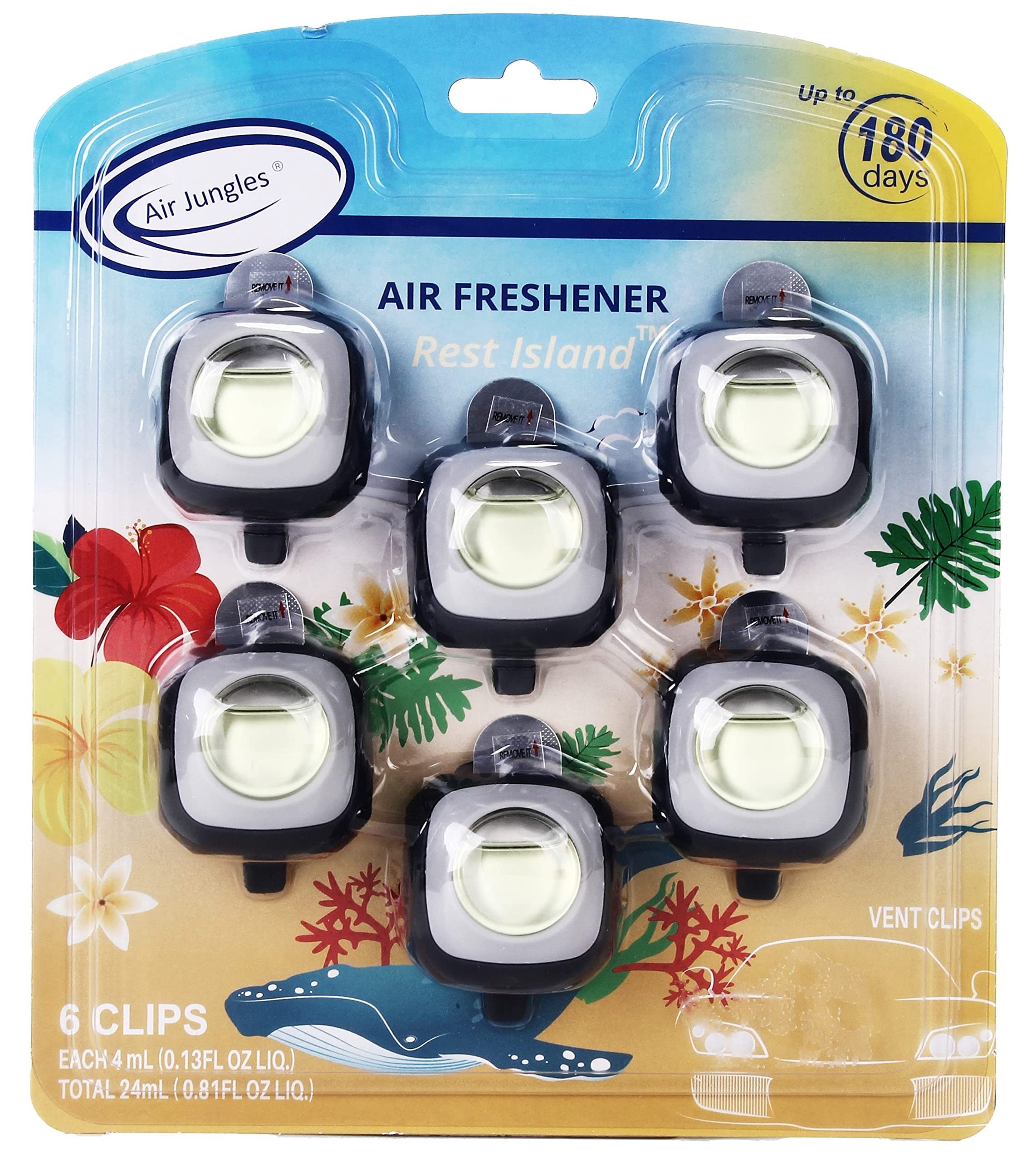 New Car Scent Air Freshener 6 Vent Clips Each 4ml Long Lasting Up to 180 Days Car Refresher Odor Eliminator